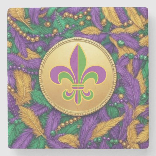 Dessous-de-verre En Pierre Mardi Gras Fleur de lis (Devant)