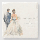 Dessous-de-verre En Pierre Mariage aquarelle Couple Mariage (Devant)