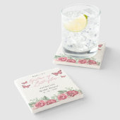 Dessous-de-verre En Pierre Mariage Burgundy Papillons à Vie (Côté)