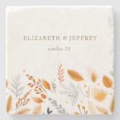 Dessous-de-verre En Pierre Mariage d'automne élégant avec écriture moderne en (Devant)