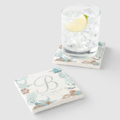 Dessous-de-verre En Pierre Mariage de plage nautique | Dessous de verre en ma (Côté)