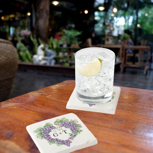 Dessous-de-verre En Pierre Mariage des initiales du monogramme du coeur de ra