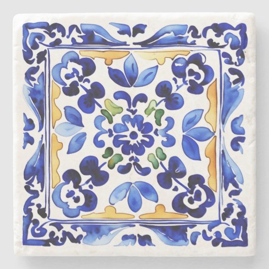 Dessous-de-verre En Pierre Mariage en faveur Amalfi Vietri tuiles italiennes  (Devant)