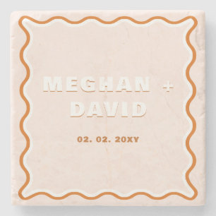 Dessous-de-verre En Pierre Mariage en terre cuite de Courbe ondulée rétro