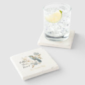 Dessous-de-verre En Pierre Mariage Fleurs d'Hydrangea Colibri (Côté)
