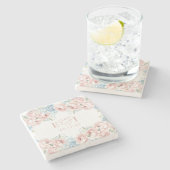 Dessous-de-verre En Pierre Mariage Floral Élégant Boho Été Printemps Rose (Côté)