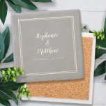 Dessous-de-verre En Pierre Mariage gris ultime mariée et chambre élégante sim<br><div class="desc">Les jeunes mariés adoreront ce dessous de verre mariage en pierre simple, minimaliste et chic, au design moderne avec une bordure double encadrée en blanc immaculé sur un arrière - plan gris tendance. Ce design simple et moderne offre une sophistication classique et intemporelle. Personnalisez les noms des couples et de...</div>