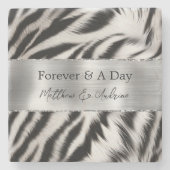 Dessous-de-verre En Pierre Mariage noir blanc Zebra (Devant)