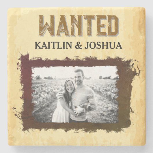 Dessous-de-verre En Pierre Mariage occidental rustique 🤠 photo RECHERCHÉE (Devant)