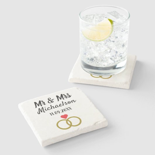 Dessous-de-verre En Pierre Mariage personnalisé (Côté)