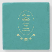 Dessous-de-verre En Pierre Mariage Rose turquoise Enregistrer la date (Devant)
