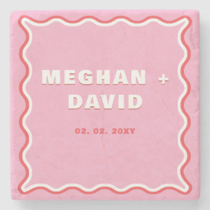 Dessous-de-verre En Pierre Mariage rouge rose rouge rose rose de la courbe ré