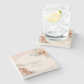 Dessous-de-verre En Pierre Mariage rustique Boho Terracotta Pampas (Côté)