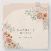 Dessous-de-verre En Pierre Mariage rustique Boho Terracotta Pampas (Devant)