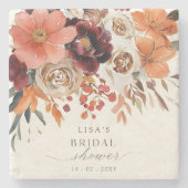 Dessous-de-verre En Pierre Mariage Rustique Bourguignon Floral Automnal (Devant)