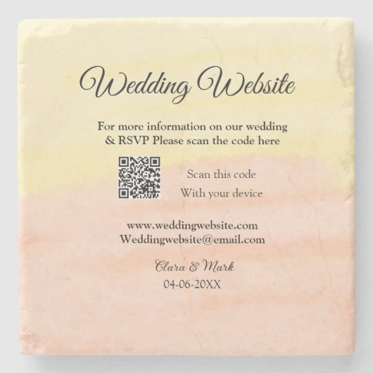 Dessous-de-verre En Pierre Mariage site web ajouter Q R code scanner ajouter (Devant)