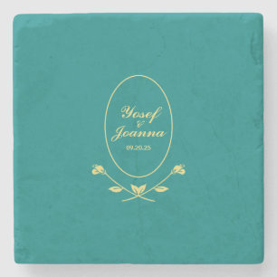 Dessous-de-verre En Pierre Mariage turquoise et Gold