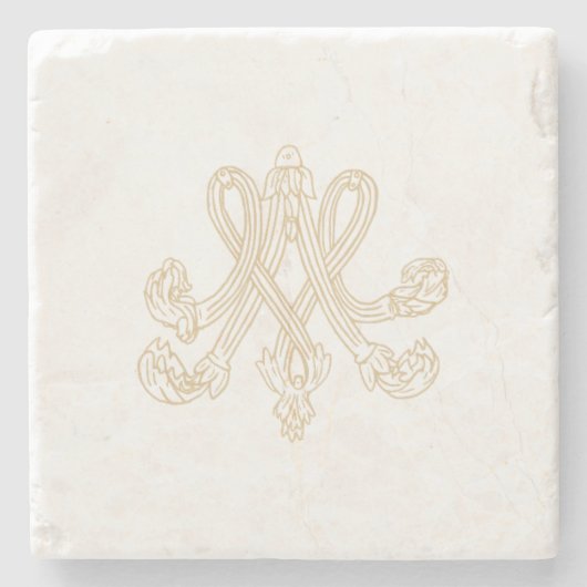 Dessous-de-verre En Pierre Marie Antoinette - Royal Monogram - Shabby chic (Devant)