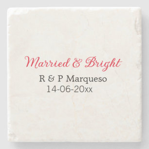 Dessous-de-verre En Pierre Marié & lumineux ajouter nom de couple mariage ajo