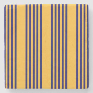 Dessous-de-verre En Pierre Marine bleu et jaune soleil cinq bandes motif