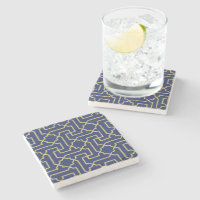 Marine Blue & Faux Gold Motif de mosaïque marocain
