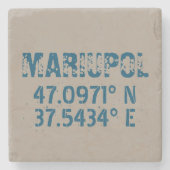 Dessous-de-verre En Pierre Marioupol Ukraine Latitude & Longitude Distressed (Devant)