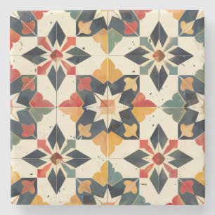 Dessous-de-verre En Pierre Marocain Zellij Rouge Jaune et Vert