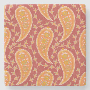 Dessous-de-verre En Pierre Maroon Paisley : Ornement de Concombre Turc.