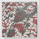 Dessous-de-verre En Pierre Marques Abstraites en noir et rouge (Devant)