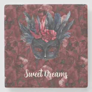 Dessous-de-verre En Pierre Masque rouge bordeaux noir