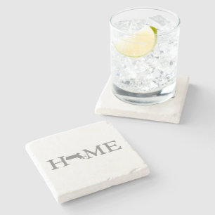 Dessous-de-verre En Pierre Massachusetts Accueil Plan d'État Lettre Formée Mo