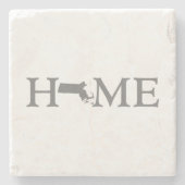 Dessous-de-verre En Pierre Massachusetts Accueil Plan d'État Lettre Formée Mo (Devant)