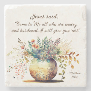 Dessous-de-verre En Pierre Matthieu 11:28 Jésus dit : Viens vers moi, Bible V