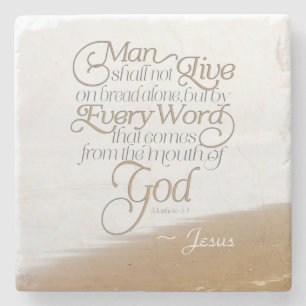 Dessous-de-verre En Pierre Matthieu 4:4 L'homme ne vivra pas seul sur le pain