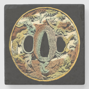 Dessous-de-verre En Pierre Médaillon asiatique doré par Vision Studio