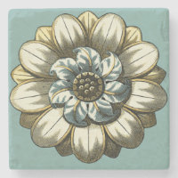 Médaillon floral orné sur Arrière - plan bleu clai