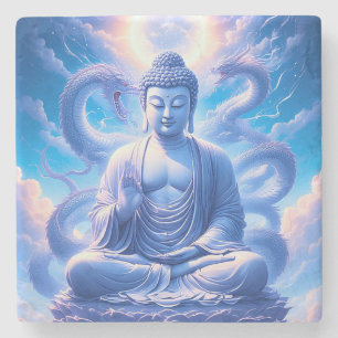 Dessous-de-verre En Pierre Méditation Bouddha Dragon Mystique