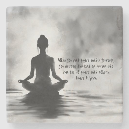 Dessous-de-verre En Pierre Méditation Yoga Instructeur Lotus Pose Peinture à (Devant)