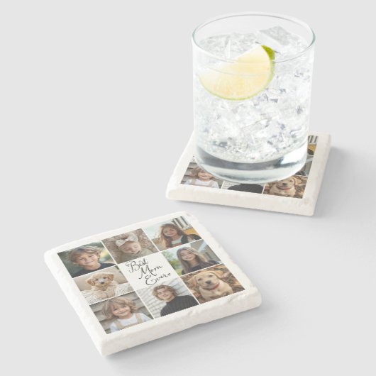 Dessous-de-verre En Pierre Meilleure Maman Ever 8 Photo Collage Jeter Oreille (Côté)