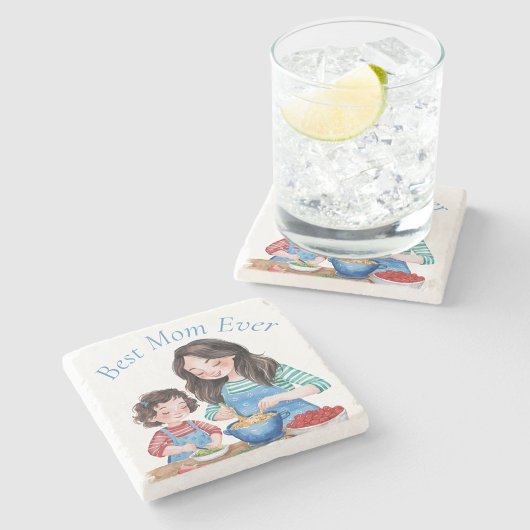 Dessous-de-verre En Pierre Meilleure maman Jamais Mère & Enfant Conception de