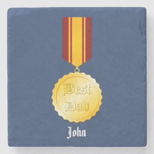 Dessous-de-verre En Pierre Meilleure médaille papa Broch Fête du Père