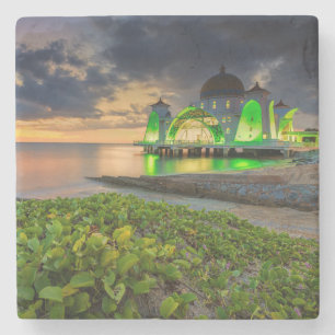 Dessous-de-verre En Pierre Melaka pendant le coucher du soleil Masjid Selat