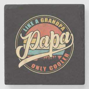 Dessous-de-verre En Pierre Mens PAPA like a Grandpa ONLY COOLER Funny Papa Pa