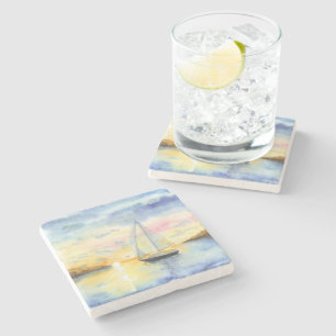 Dessous-de-verre En Pierre Mer au coucher du soleil