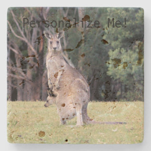 Dessous-de-verre En Pierre Mère Kangaroo avec bébé Joey dans sa poche