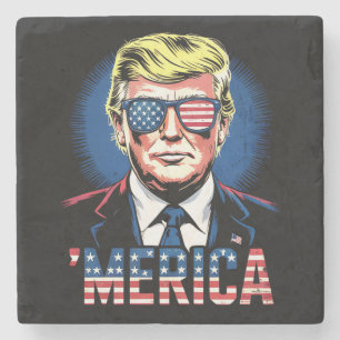 Dessous-de-verre En Pierre Merica Trump 4 juillet US Vintage Rétro