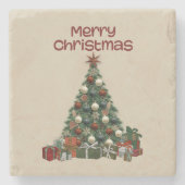 Dessous-de-verre En Pierre Merry Christmas Tree Stone Coaster (Devant)