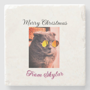 Dessous-de-verre En Pierre Merveilleux chien de chat de Noël animal de compag