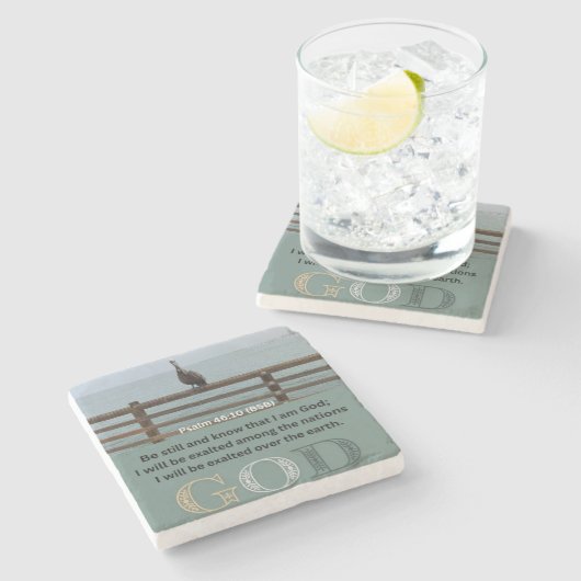 Dessous-de-verre En Pierre Message Psaume - Psaume 46-10 - Dessous de verre C (Côté)