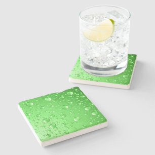 Dessous-de-verre En Pierre Métallic vert brillant Chutes Abstraites de pluie